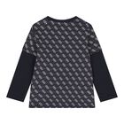 Baby Boys Navy Blue Logo Trouser Set, 2, hi-res