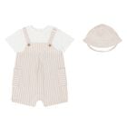 Beige & Ivory Striped Baby Romper Set, 1, hi-res