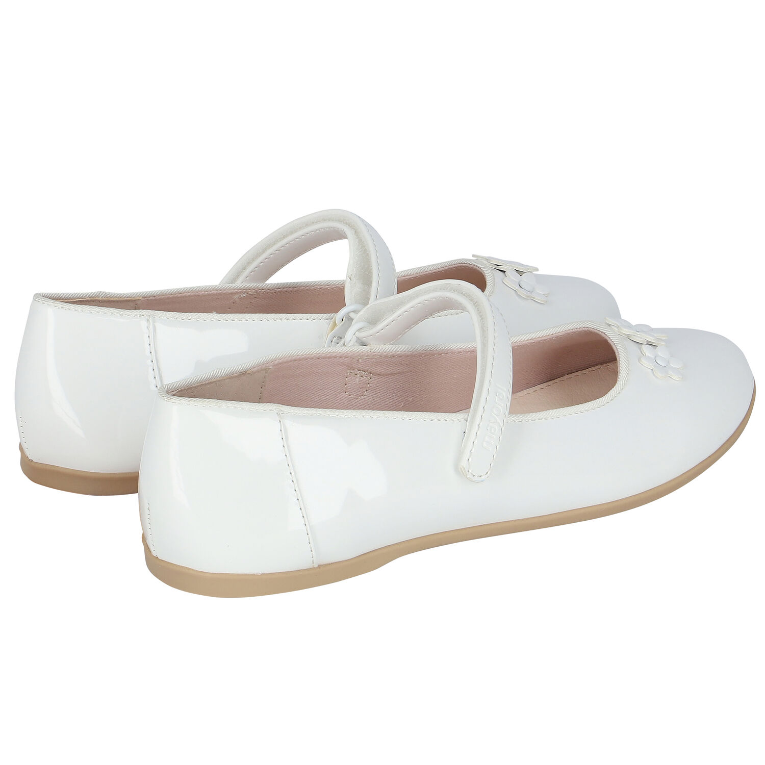 حذاء باليرينا باللون الأبيض للبنات, 1, hi-res