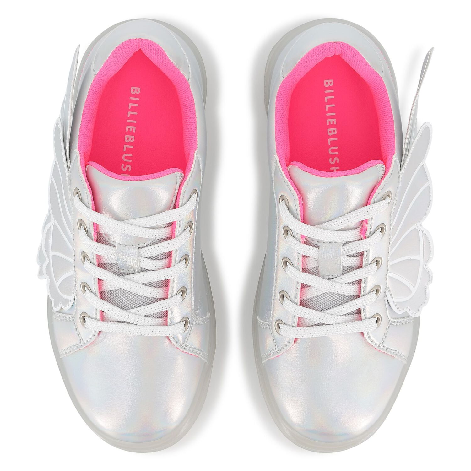Girls Iridescent Silver Butterfly Wings Trainers, 1, hi-res