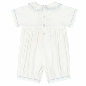 Baby Boys White Embroidered Romper