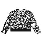Girls White & Black Logo Long Sleeve Top, 1, hi-res