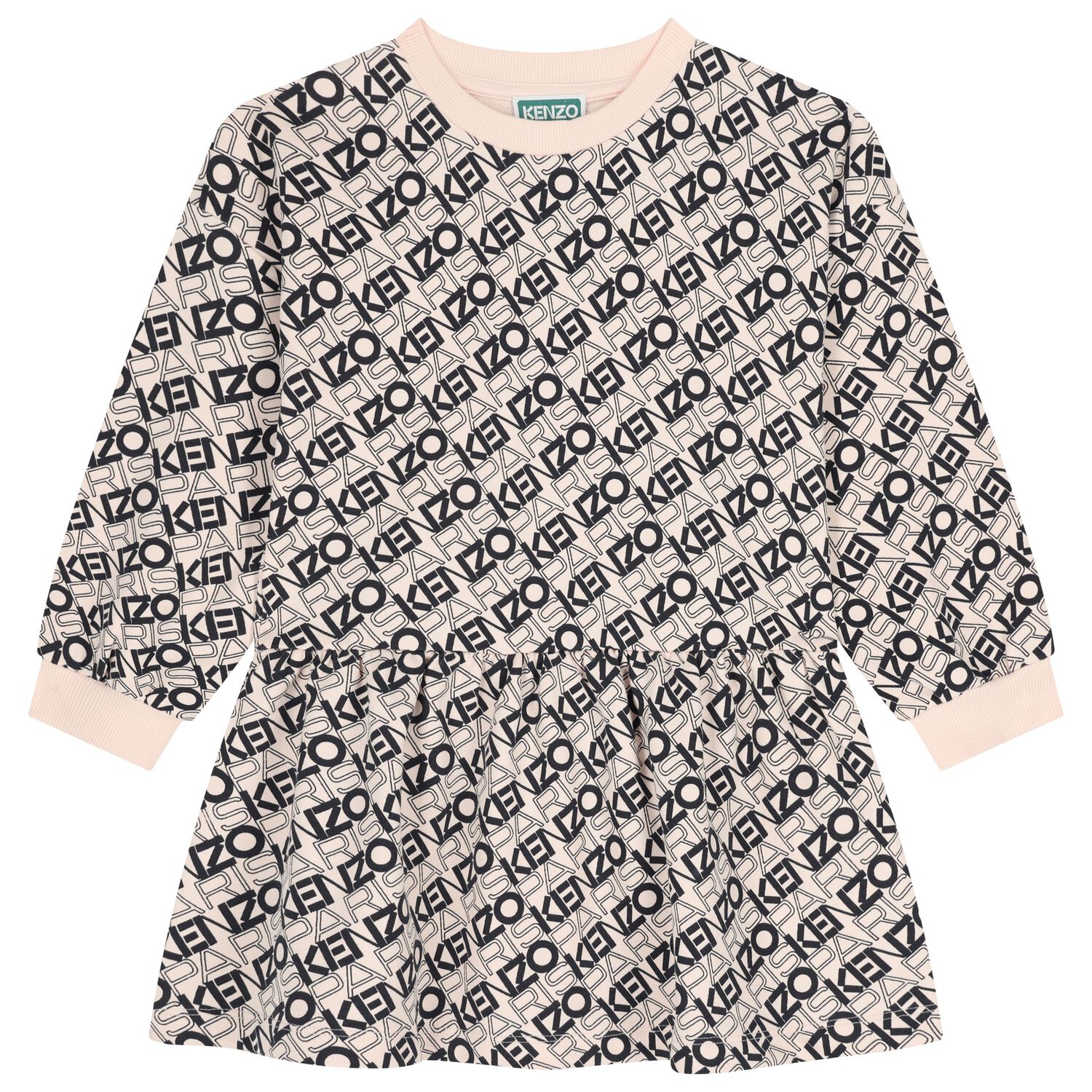 فستان بناتي وردي وأسود بشعار, 1, hi-res