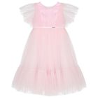 Girls Pink Ruffled Tulle Dress, 2, hi-res
