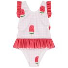 Girls Pink & Red Watermelon Swimsuit, 1, hi-res