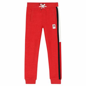 Boys Red Cotton Joggers