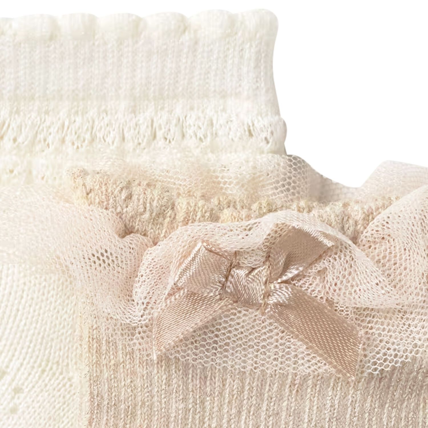 جوارب للبنات الصغيرات باللونين العاجي والبيج (عبوة من قطعتين), 3, hi-res