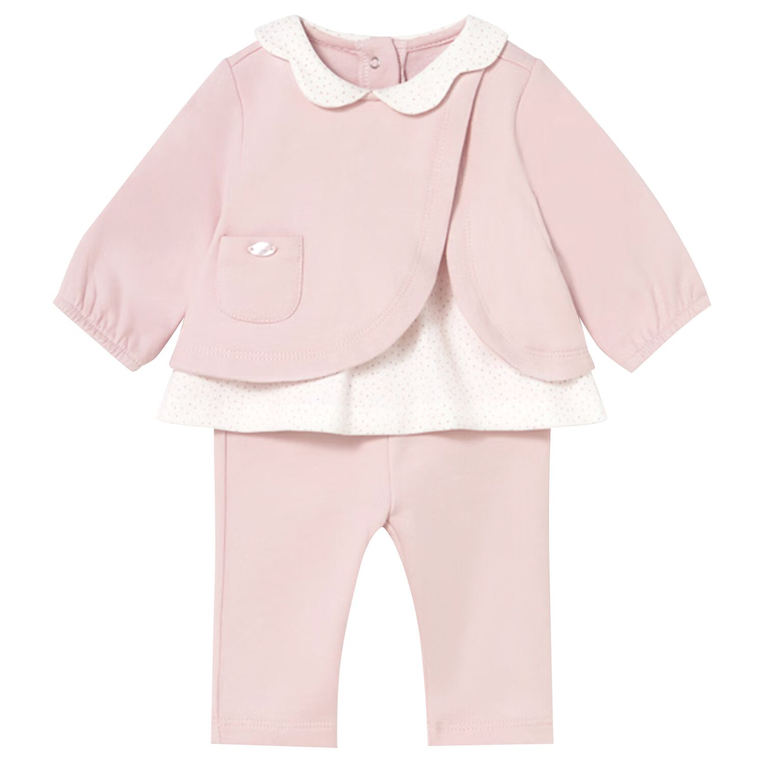 Baby Girls Pink & Ivory Leggings Set, 2, hi-res