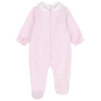 Baby Girls Pink & White Babygrow