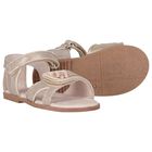 Younger Girls Gold Floral Pearl Sandals, 1, hi-res