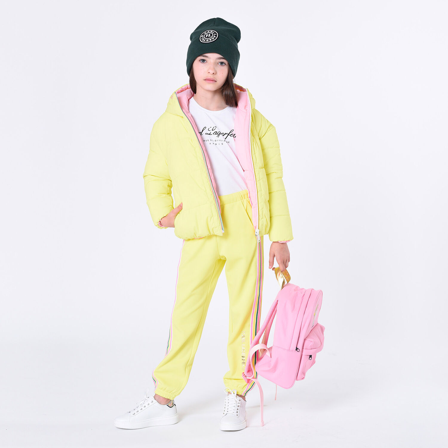 حقيبة ظهر بنات بالشعار باللون الوردي, 1, hi-res