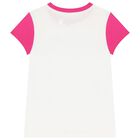 Girls Ivory & Pink Logo T-Shirt, 1, hi-res
