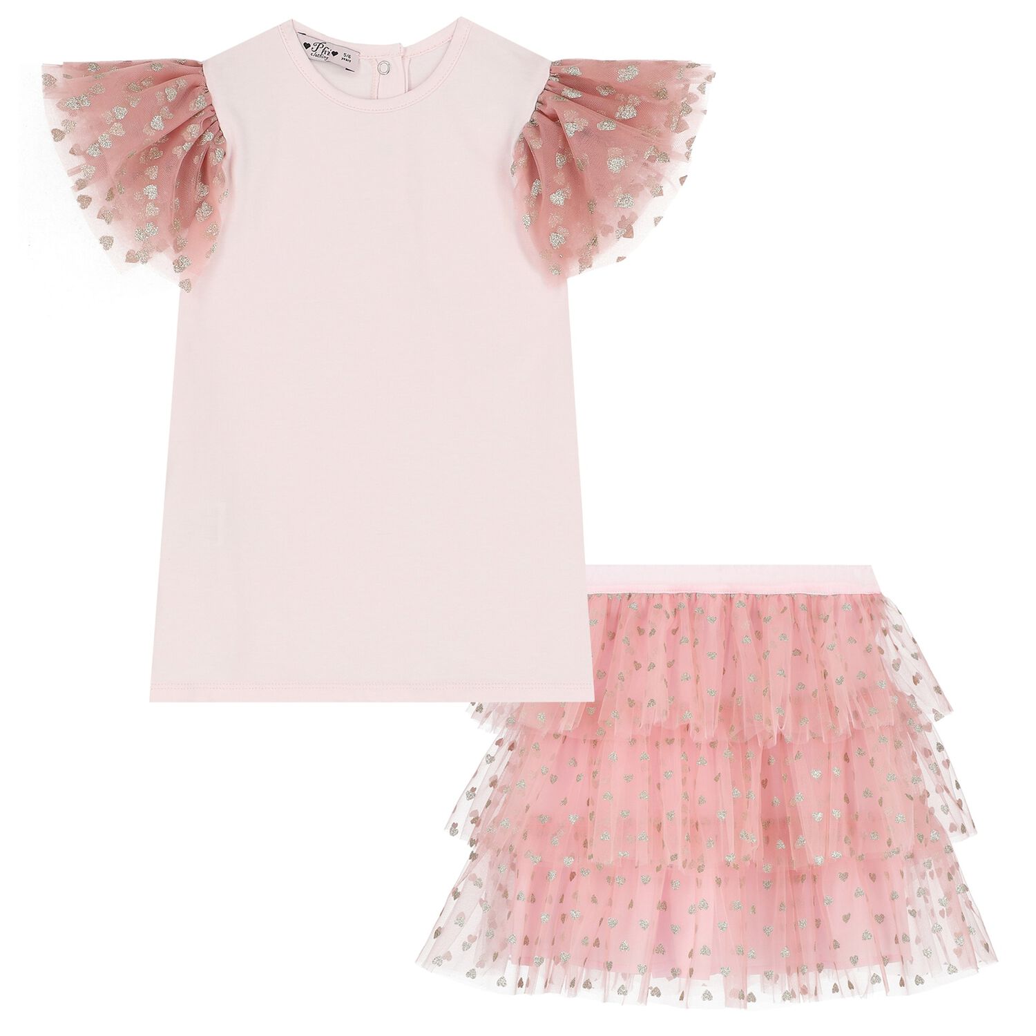 Girls Pink Tulle Skirt Set, 1, hi-res image number null