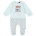 Baby Boys Blue Logo Babygrow, 2, hi-res