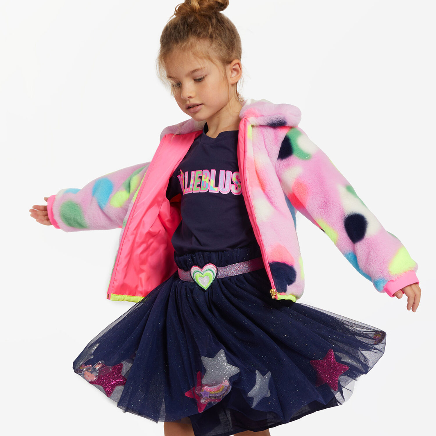 Girls Navy Blue Logo Long Sleeve Top, 1, hi-res image number null