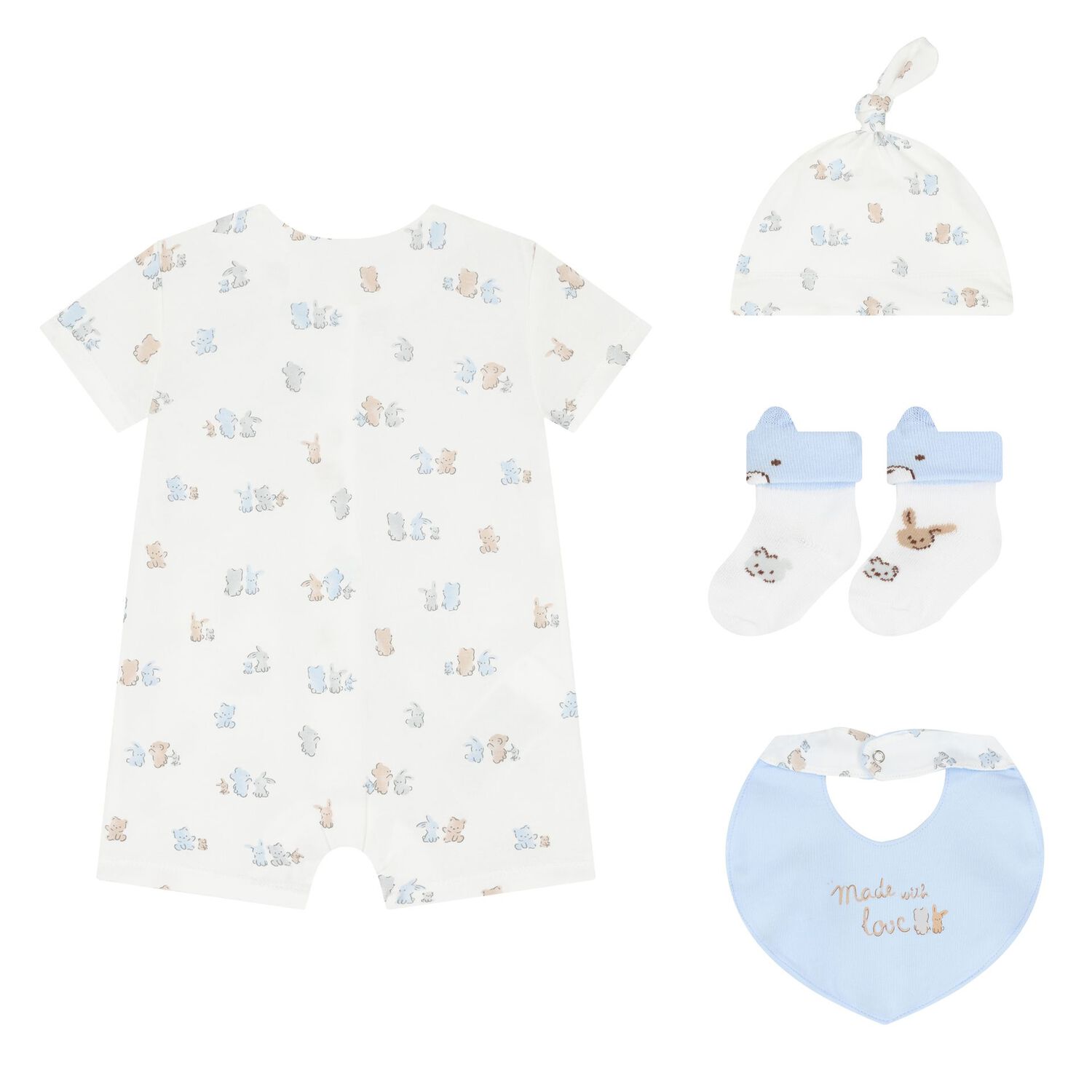 Baby Boys Blue Romper Gift Set, 2, hi-res