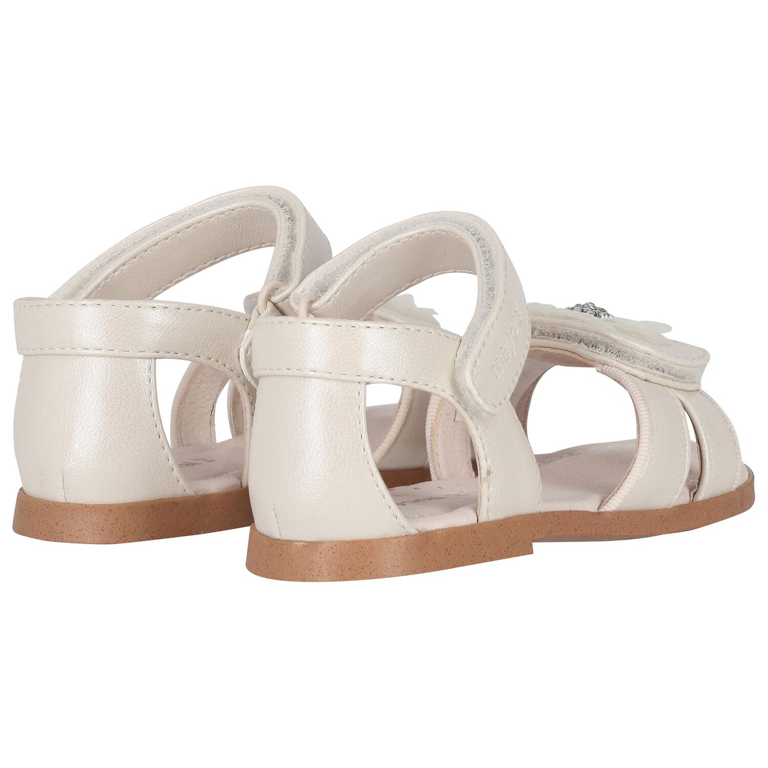Girls Ivory Flower Sandals, 2, hi-res image number null