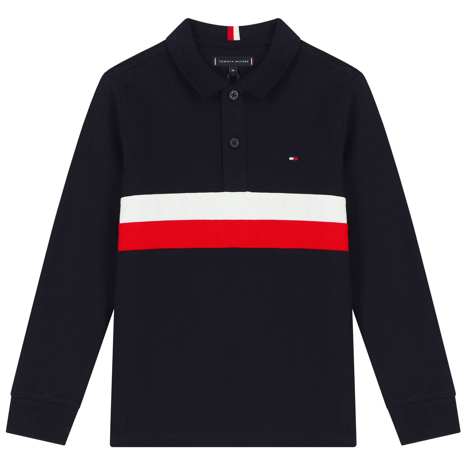 Boys Navy Blue, Red & White Logo Polo Shirt, 1, hi-res
