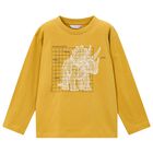 Boys Yellow Dinosaur Long Sleeve Top, 2, hi-res