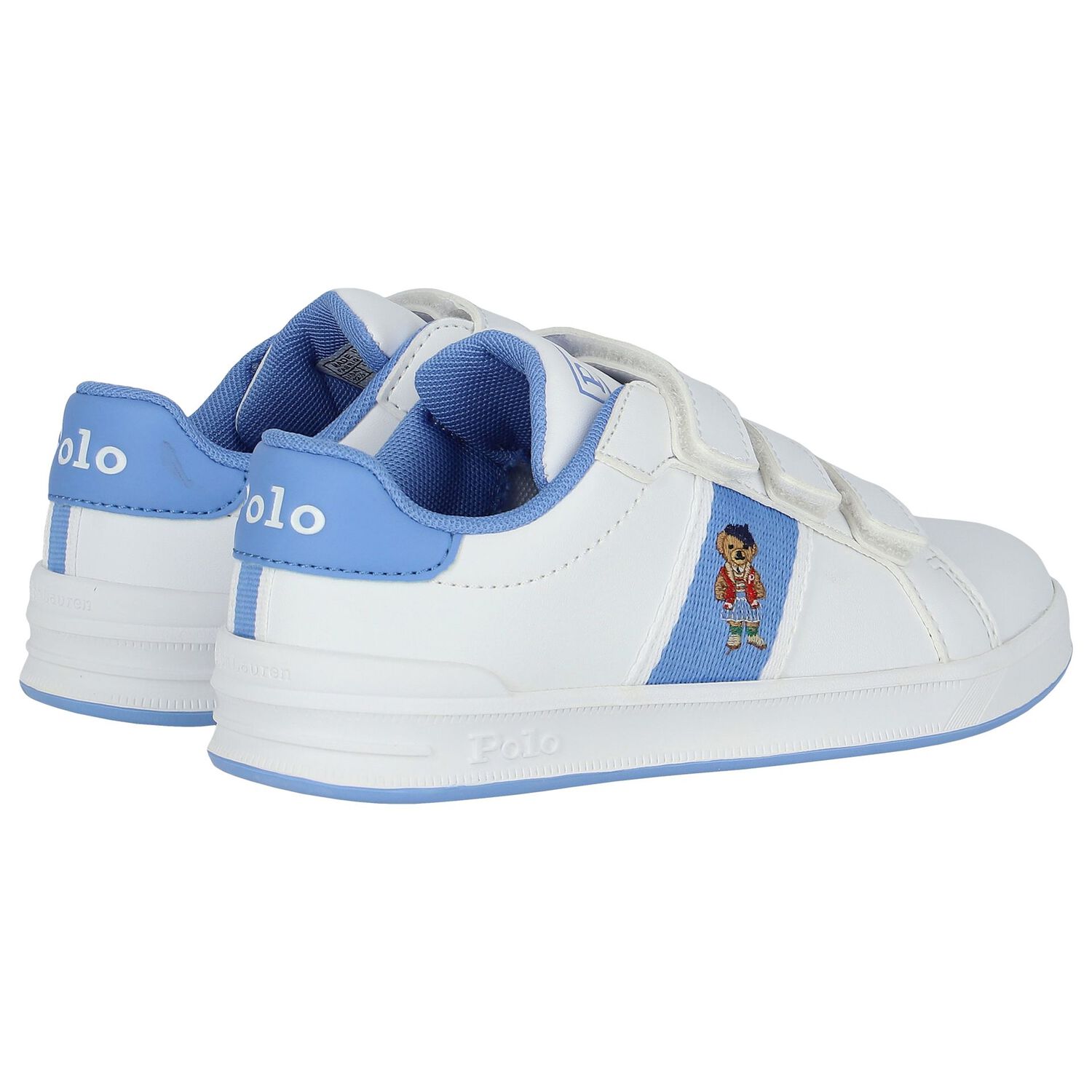 Girls White & Blue Trainers, 1, hi-res image number null