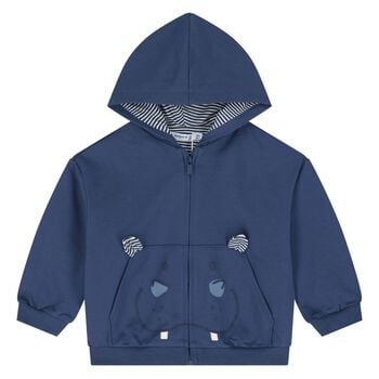 Younger Boys Blue Hooded Zip Up Top