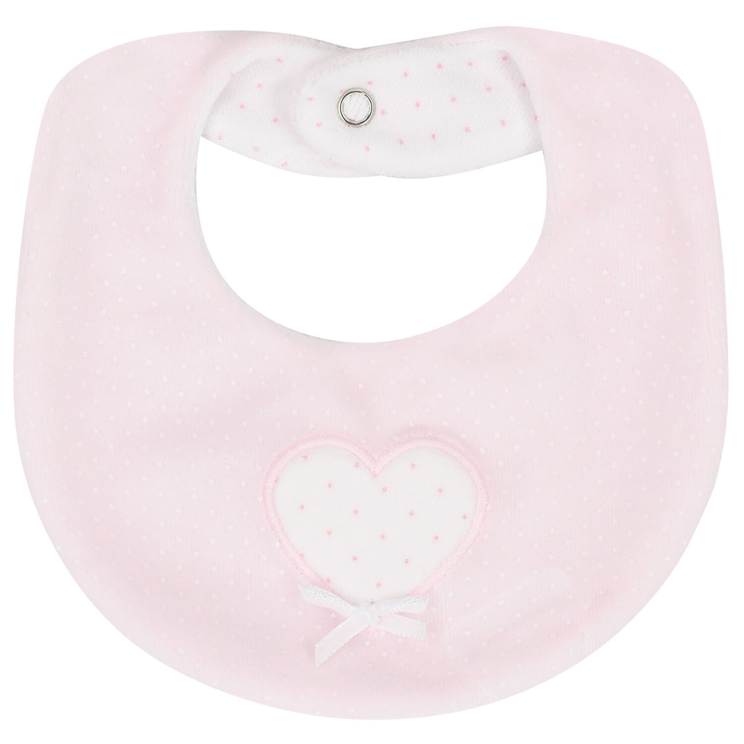 Baby Girls Pink Heart & Polka Dot Bib, 1, hi-res