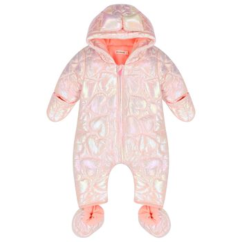 Baby Girls Pink Quilted Heart Snowsuit