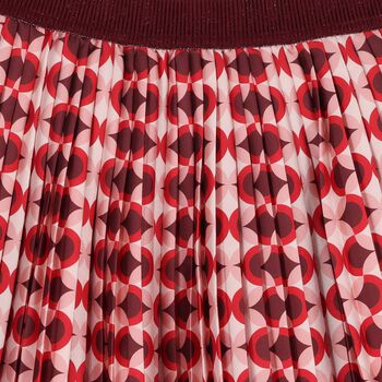Girls Red & Pink Pleated Skirt
