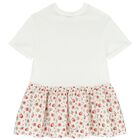 Girls White & Red Rose Dress, 1, hi-res
