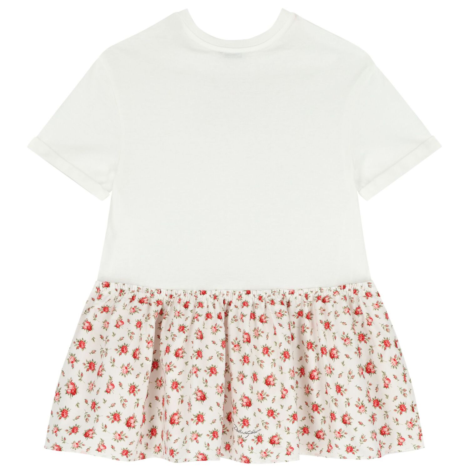 Girls White & Red Rose Dress, 1, hi-res