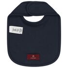 Baby Boys Navy Blue Logo Bib, 2, hi-res
