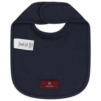 Baby Boys Navy Blue Logo Bib