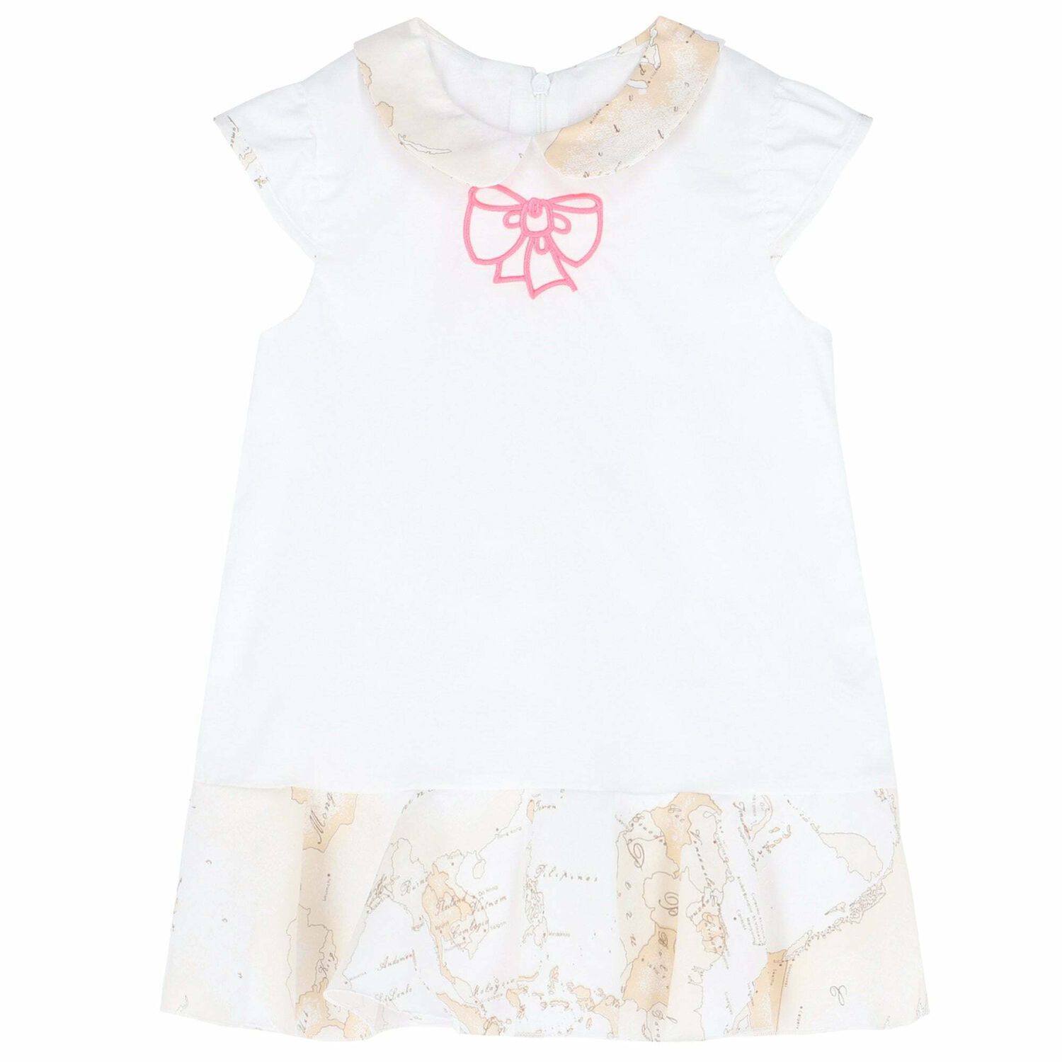 Younger Girls White Geo Map Print Dress, 1, hi-res