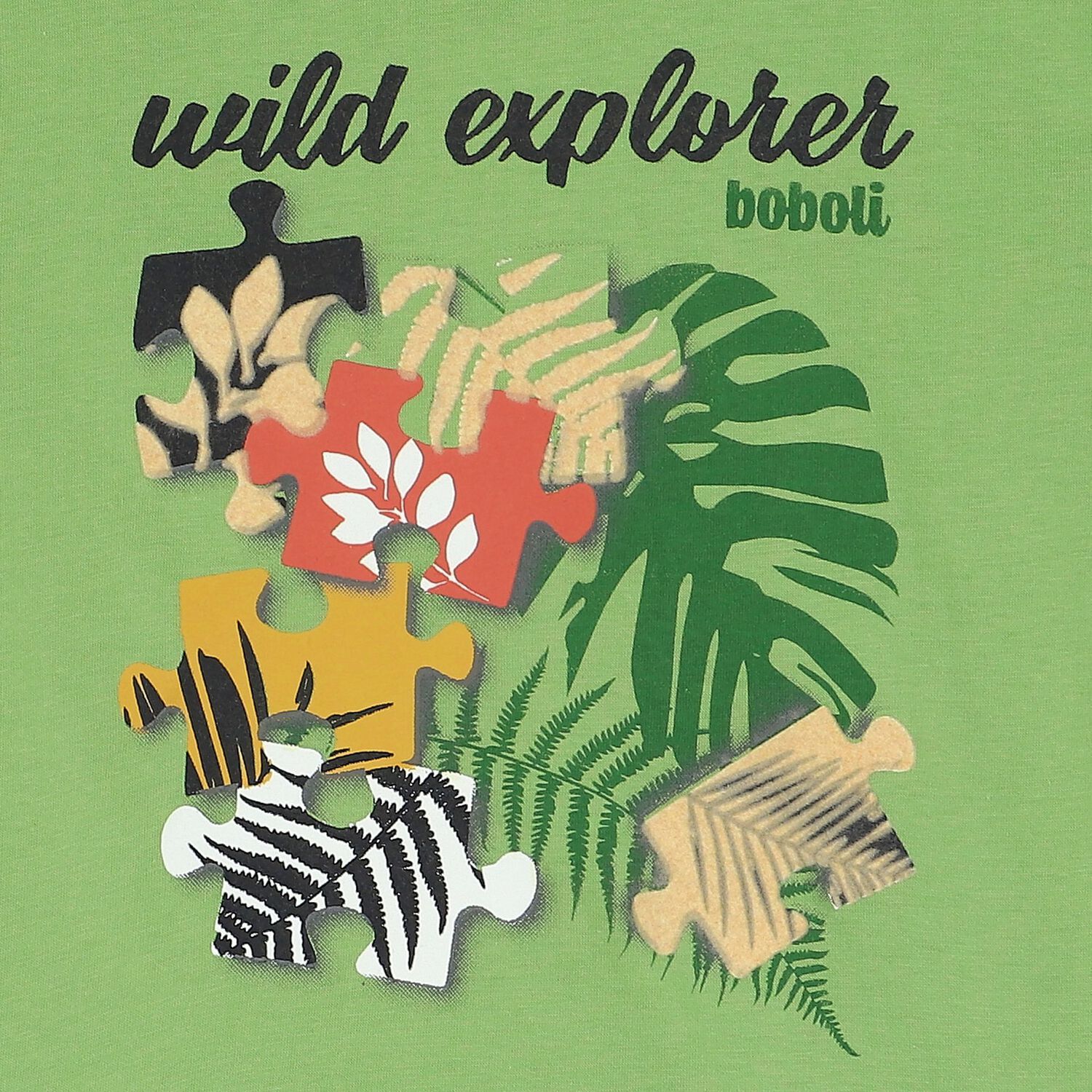 Boys Green Puzzle T-Shirt, 1, hi-res