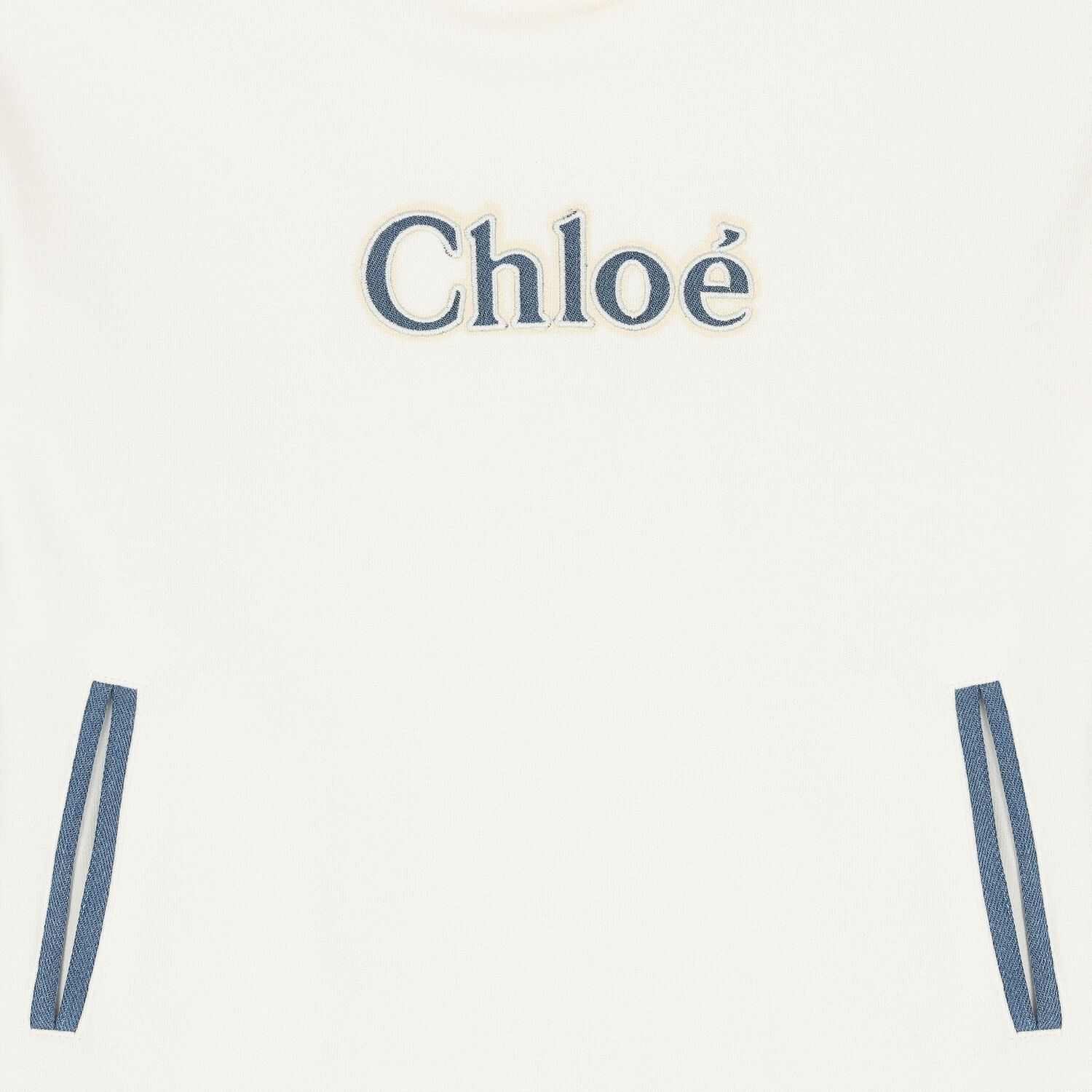 فستان بنات هودي بالشعار باللون العاجي, 1, hi-res image number null