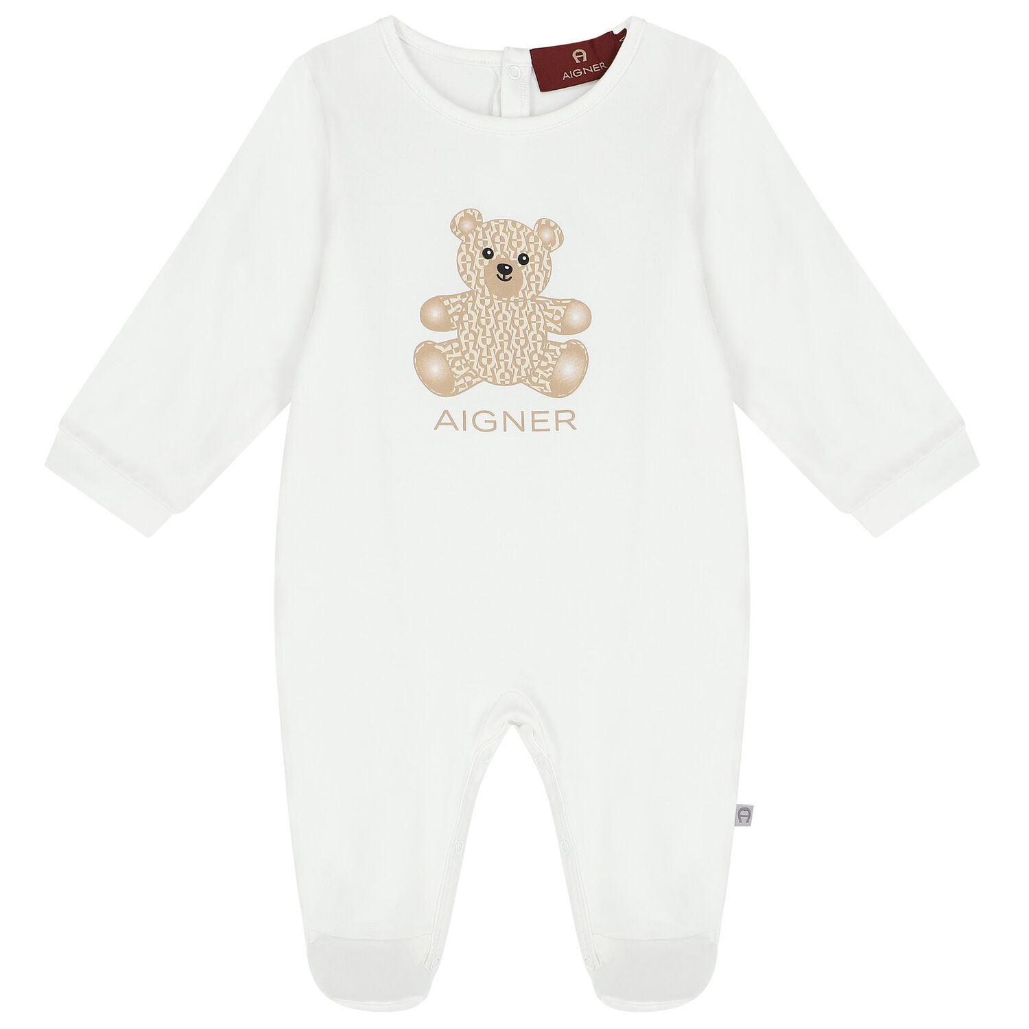 White Teddy Bear Logo Babygrow, 1, hi-res image number null