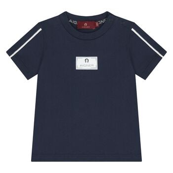 Younger Boys Navy Blue Logo T-Shirt