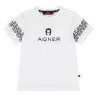 Younger Boys White Logo T-Shirt, 1, hi-res