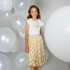 تي شيرت بنات بالشعار باللون العاجي, 1, hi-res