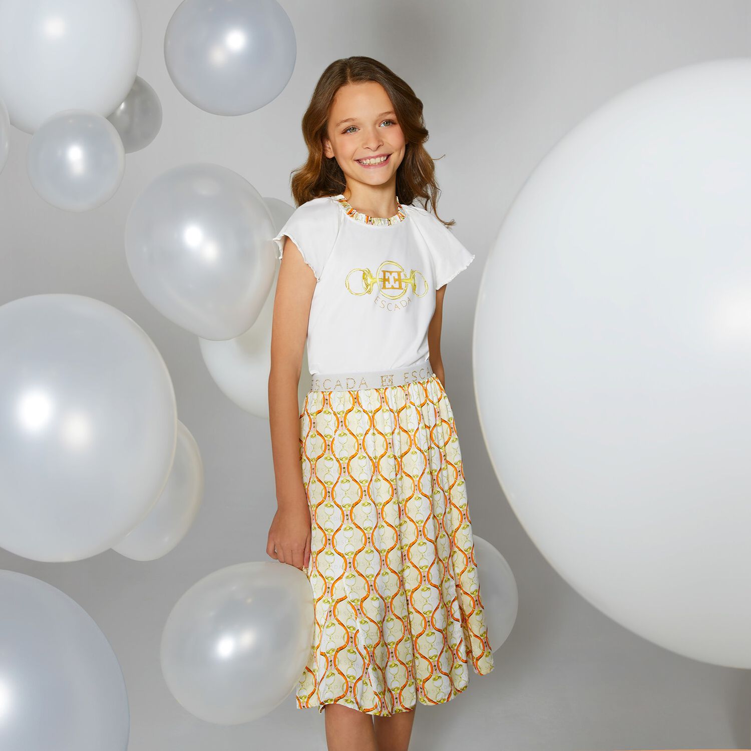 تي شيرت بنات بالشعار باللون العاجي, 1, hi-res image number null