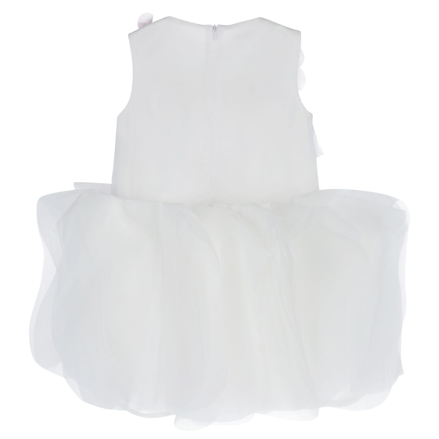 Girls White & Pink 3D Floral Organza Dress, 1, hi-res