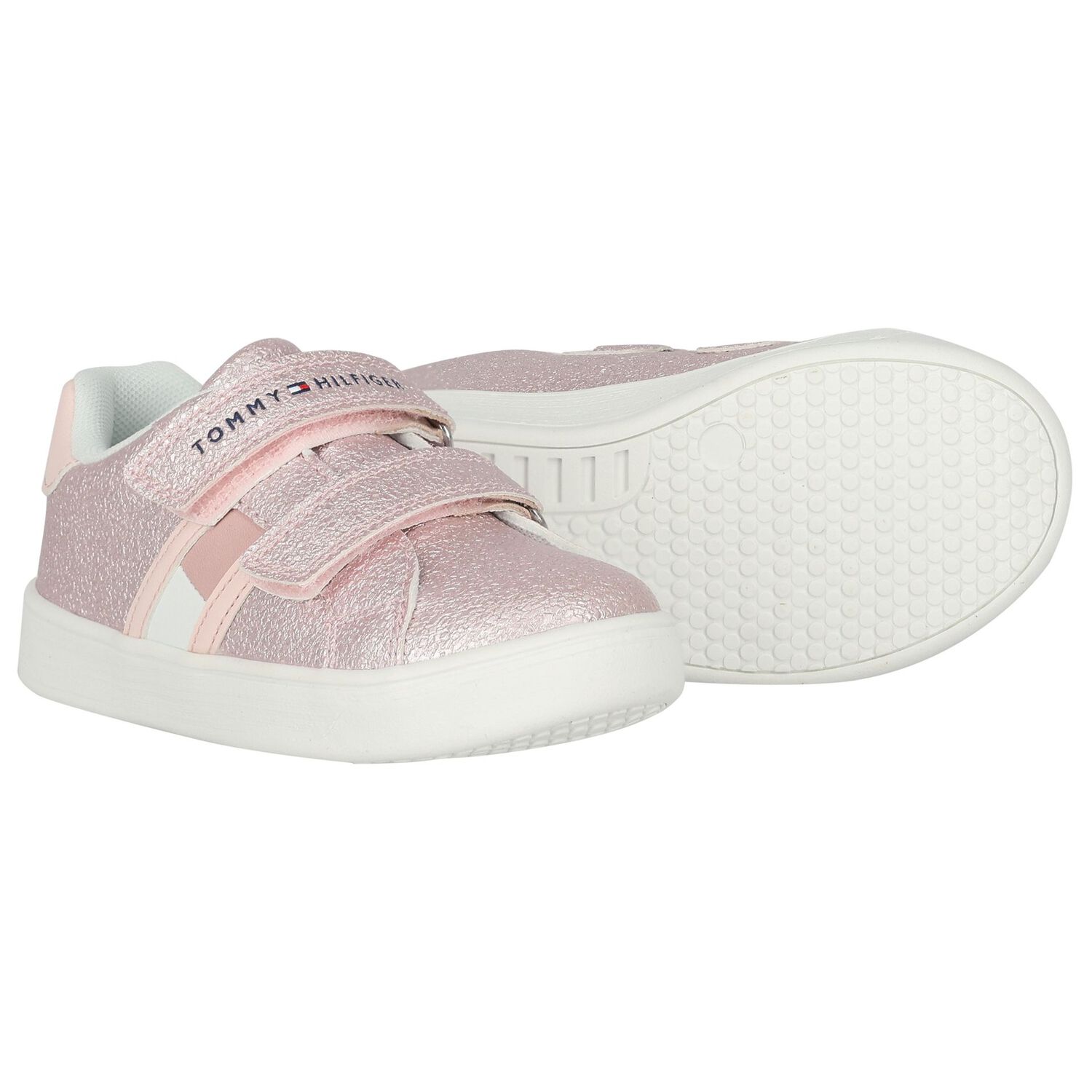 Girls Pink Glitter Leather Trainers, 1, hi-res image number null