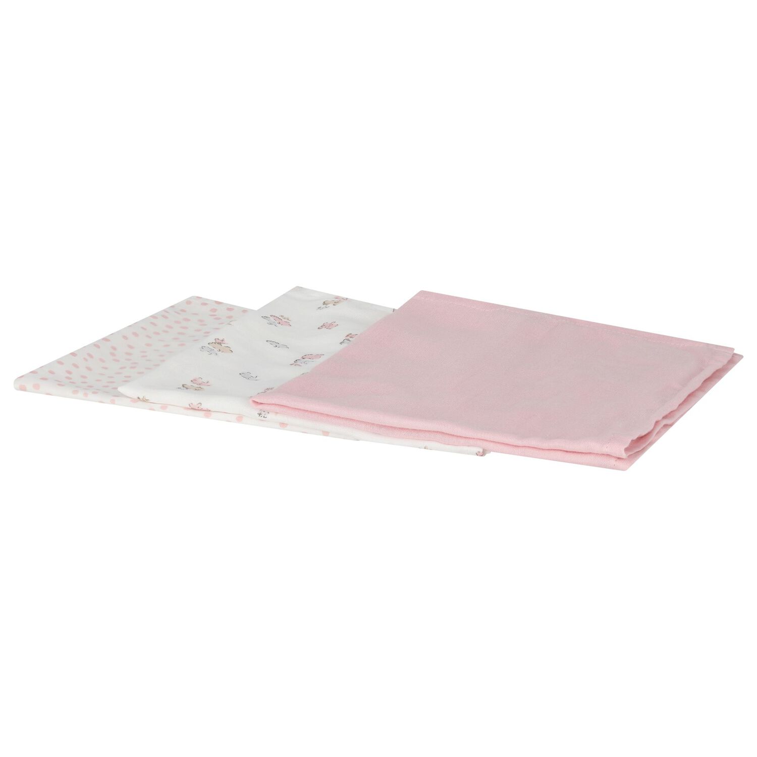 Baby Girls White & Pink Muslin Swaddles (3-Pack), 3, hi-res