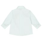 Younger Boys White & Green Logo Striped Shirt, 1, hi-res