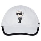 Baby Boys White & Black Logo Reversible Cap, 1, hi-res