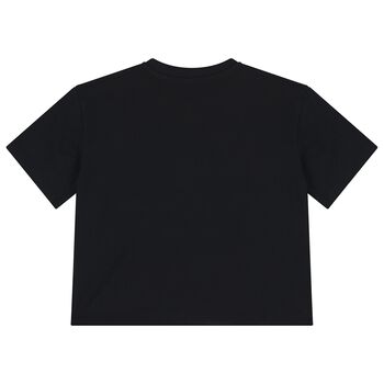 Girls Black Embellished Logo T-Shirt