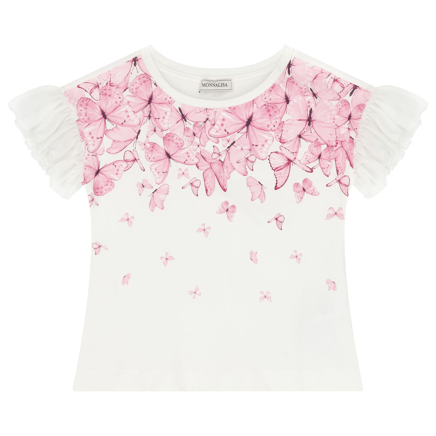 Girls White & Pink Butterfly Skirt Set, 2, hi-res image number null