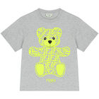 Girls Grey Teddy Logo T-Shirt, 1, hi-res