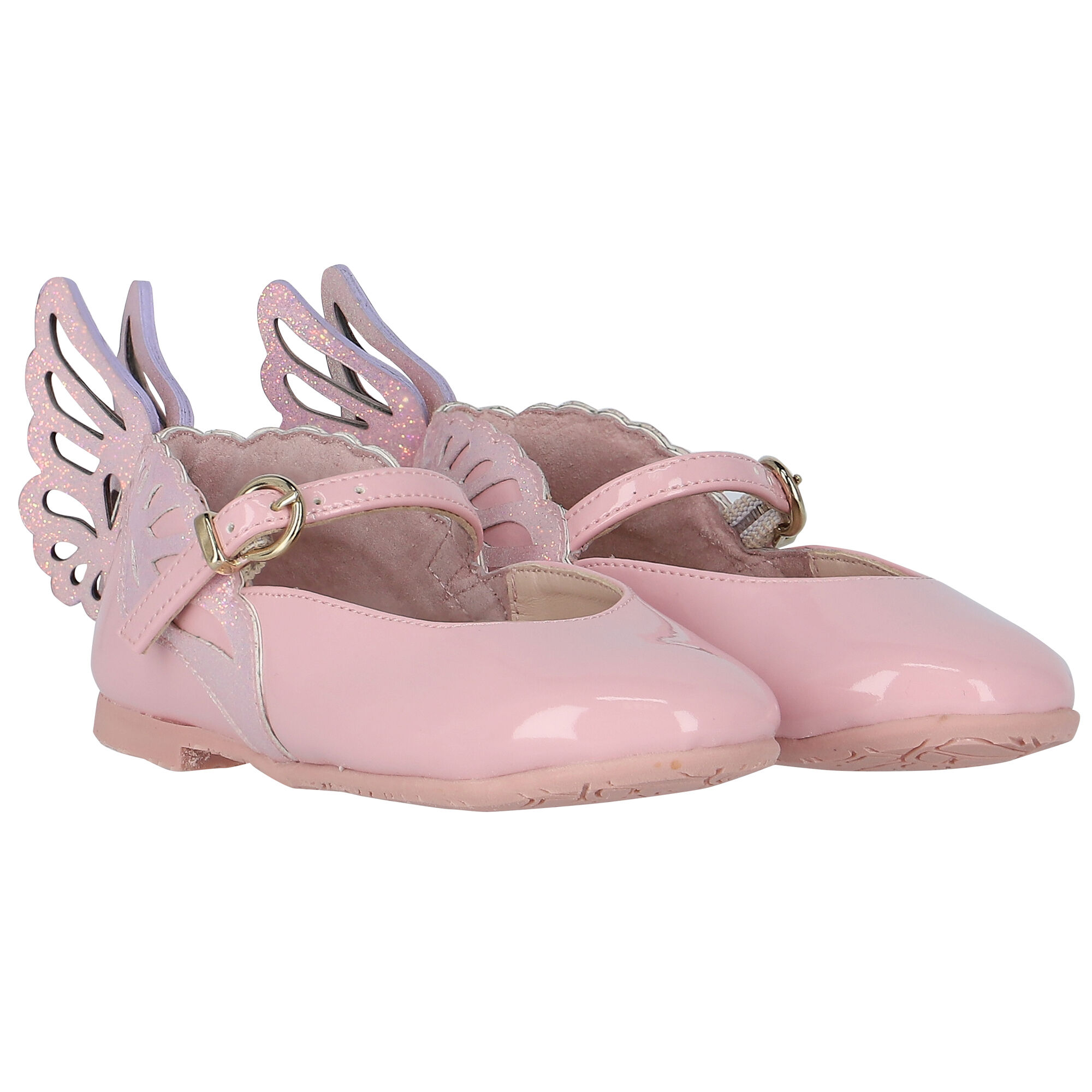 Sophia Webster Mini Girls Pink Butterfly Leather Shoes Junior Couture QA