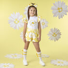 Girls White & Yellow Daisy Shorts Set, 1, hi-res